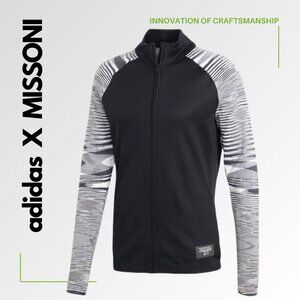 ADIDAS X MISSONI Men's 'PHX' Knit Space-Dyed Melange Jacket Black/White/Gray - L